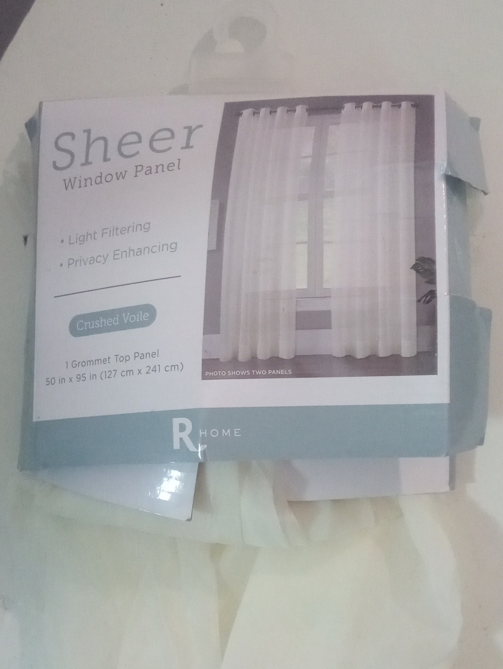R Home Sheer Window Panel Crushed Voile Ivory 95" NWT $35